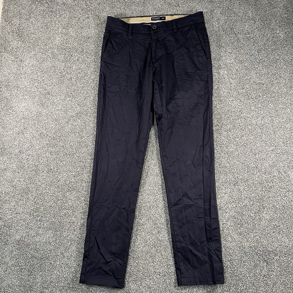 Dockers Mens 30x32 Slim Fit Pants Navy Blue Flex Comfort Chino Casual Work